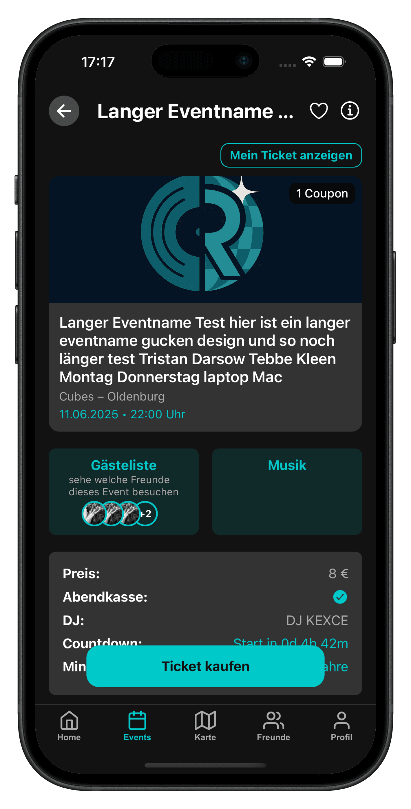 Eventdetails in der Revibe-App