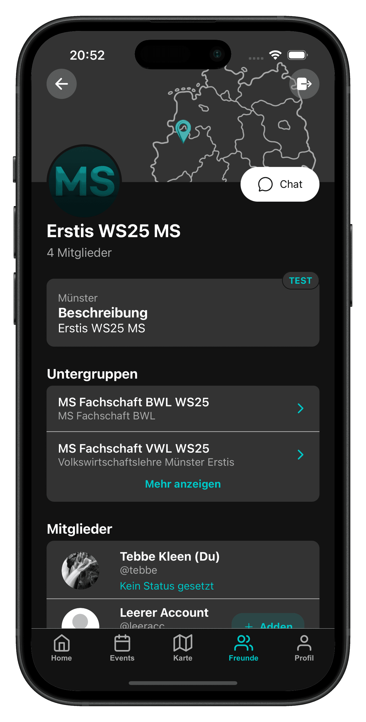 Hochschulgruppe in der Revibe-App